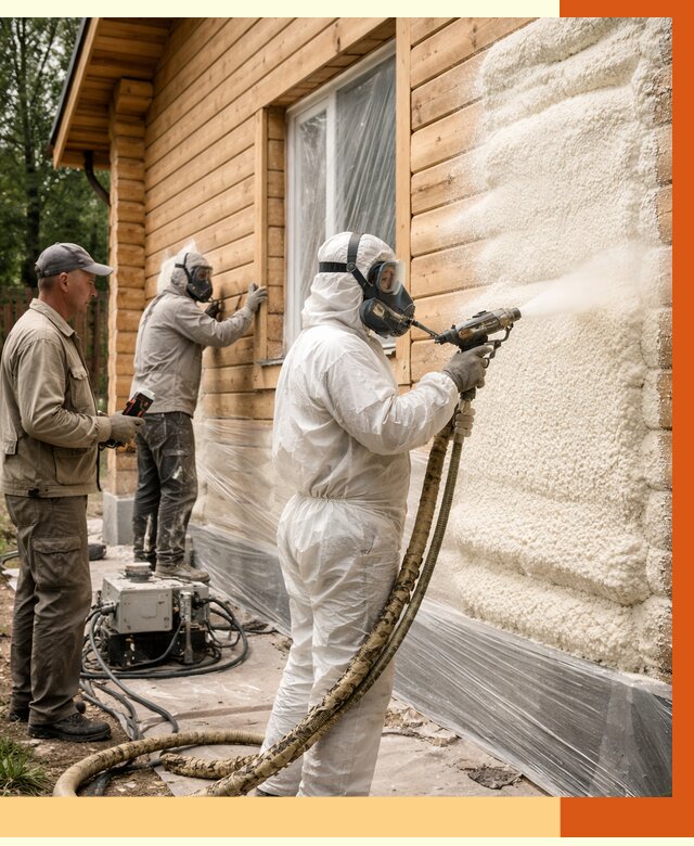 Утепление дома из бруса ППУ в Туймазах от 3923 руб/м2 под ключ | ТепломастерТмз