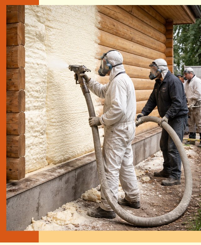 Утепление дома из бруса пенополиуретаном в Туймазах