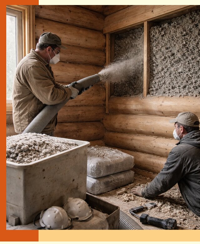 Утепление дома из бруса эковатой в Туймазах