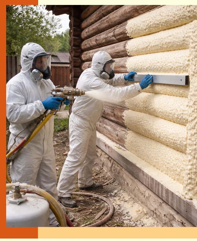 Утепление бревенчатого дома ППУ в Туймазах эффективной изоляцией