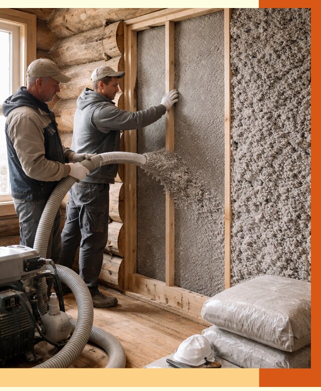 Утепление бревенчатого дома эковатой в Туймазах от 2802 руб. | ТепломастерТмз