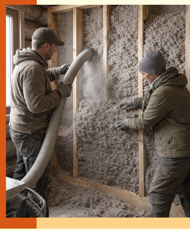 Утепление бревенчатого дома эковатой в Туймазах