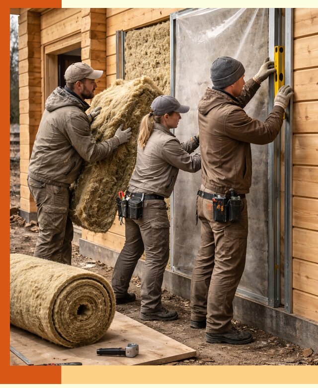 Утепление дома из двойного бруса в Туймазах качественно и надёжно