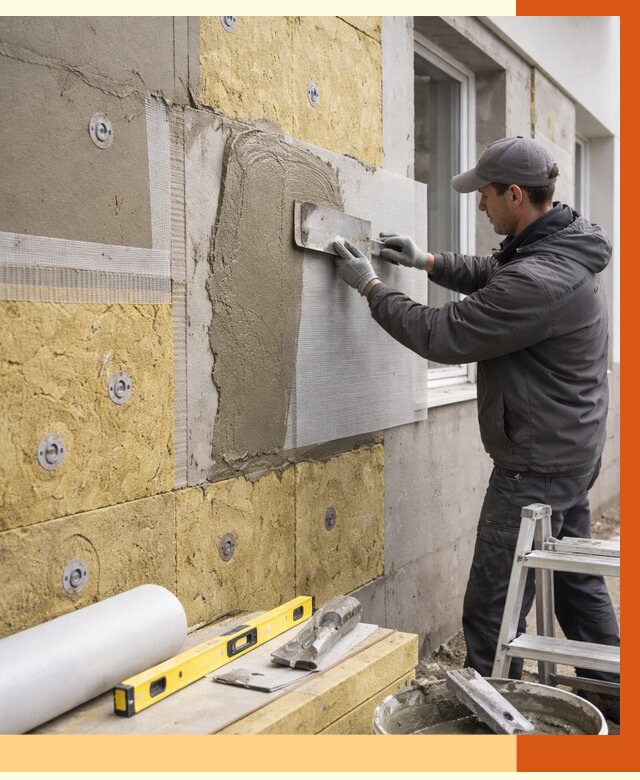 Утепление фасада под штукатурку в Туймазах от 4280 руб/м2 — монтаж пенопластом и минватой | ТепломастерТмз