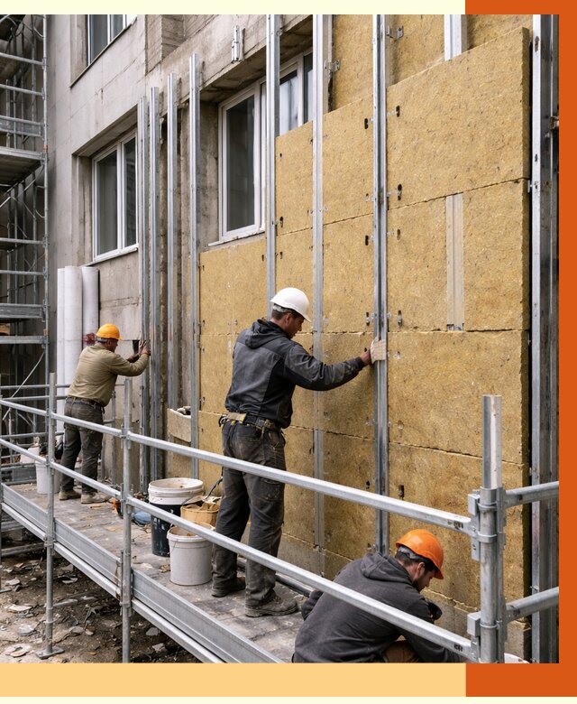 Утепление вентилируемого фасада в Туймазах от 5706 руб/м2 — монтаж и утепление вентфасад | ТепломастерТмз