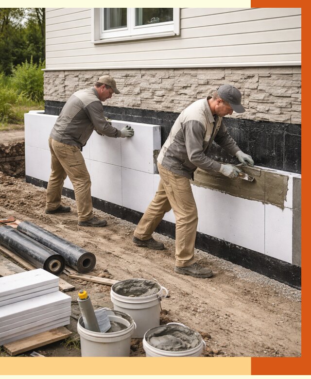 Утепление фундамента снаружи в Туймазах от 4280 руб. за м² | ТепломастерТмз