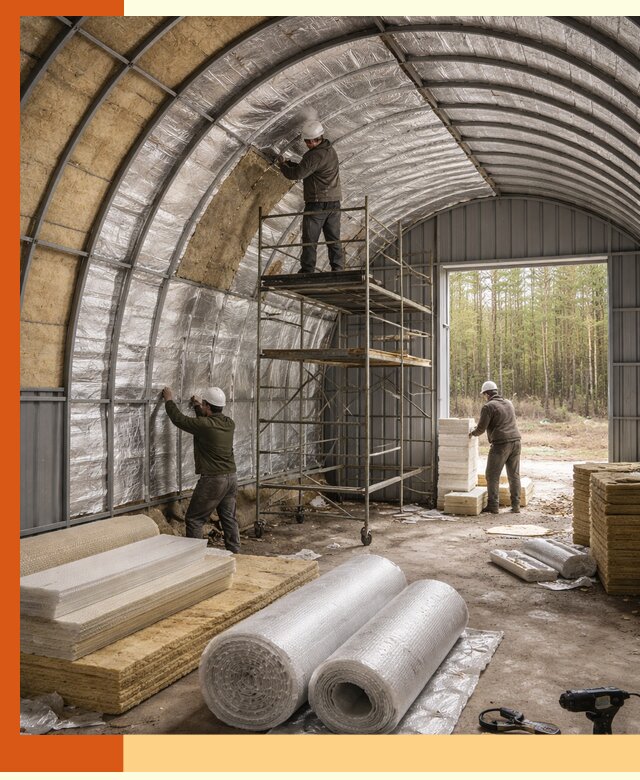 Утепление арочного ангара под ключ в Туймазах