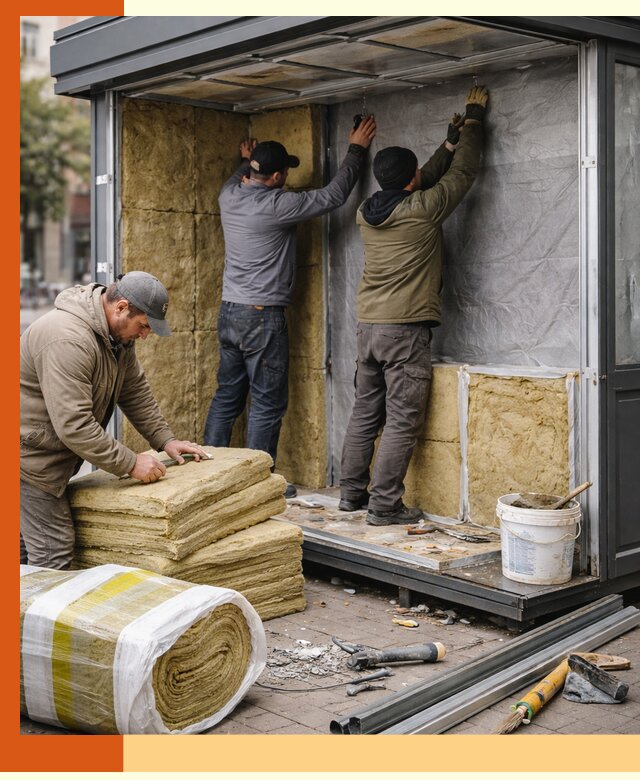 Утепление павильона шаурмы под ключ в Туймазах
