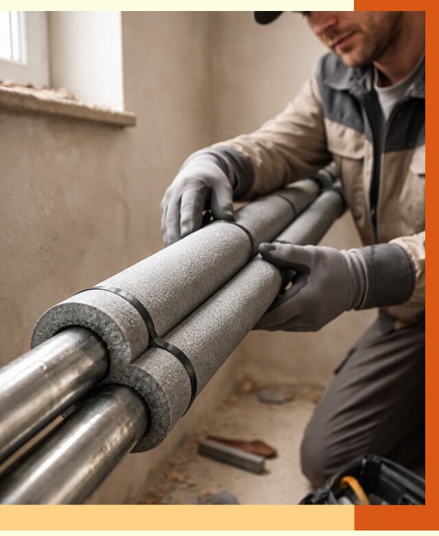 Утепление труб отопления в Туймазах от 2904 руб. за м² — услуги под ключ | ТепломастерТмз