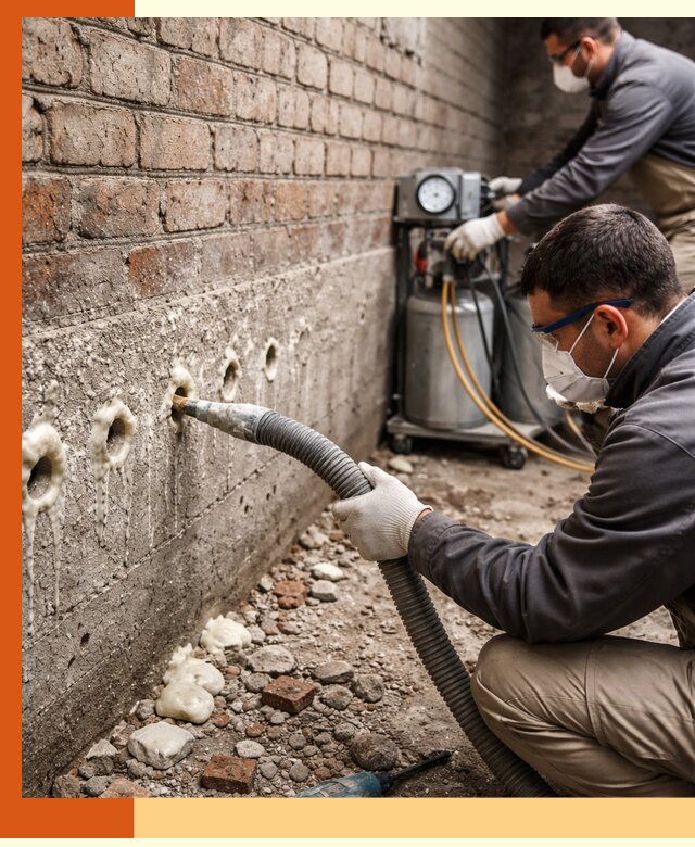 Заполнение колодцевой кладки ППУ в Туймазах быстро и герметично