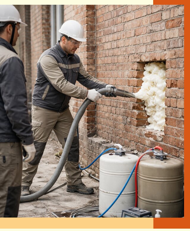 Заливка ППУ в пустоты кирпичной стены в Туймазах от 2802 руб. | ТепломастерТмз