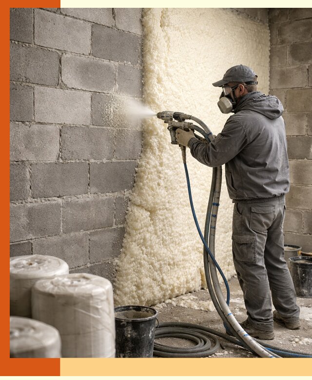 Утепление блочной стены ППУ в Туймазах качественно и надёжно