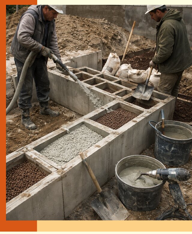 Заполнение полостей фундамента в Туймазах герметичным утеплением и повышением прочности