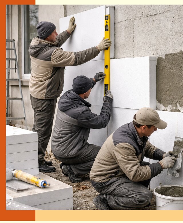 Утепление пенопластом наружных стен и фасадов в Туймазах