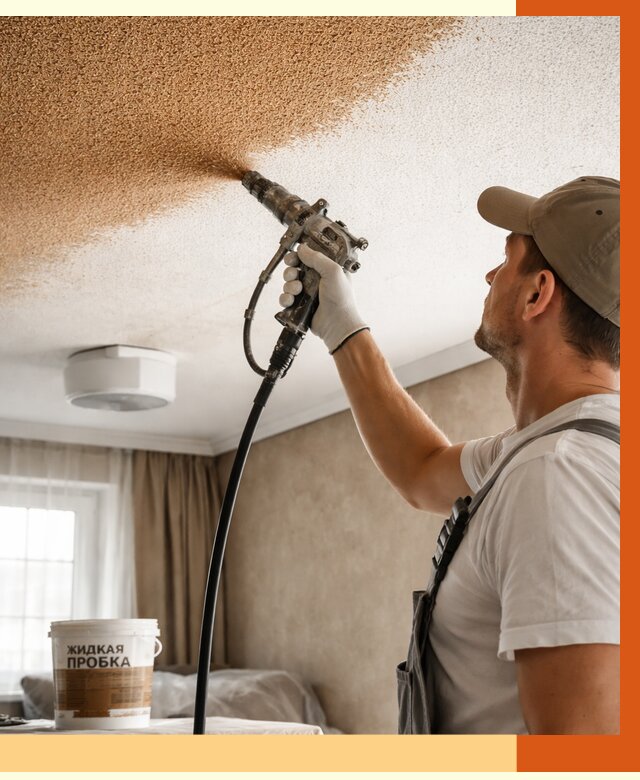 Утепление потолка жидкой пробкой в Туймазах от 3567 руб. | ТепломастерТмз