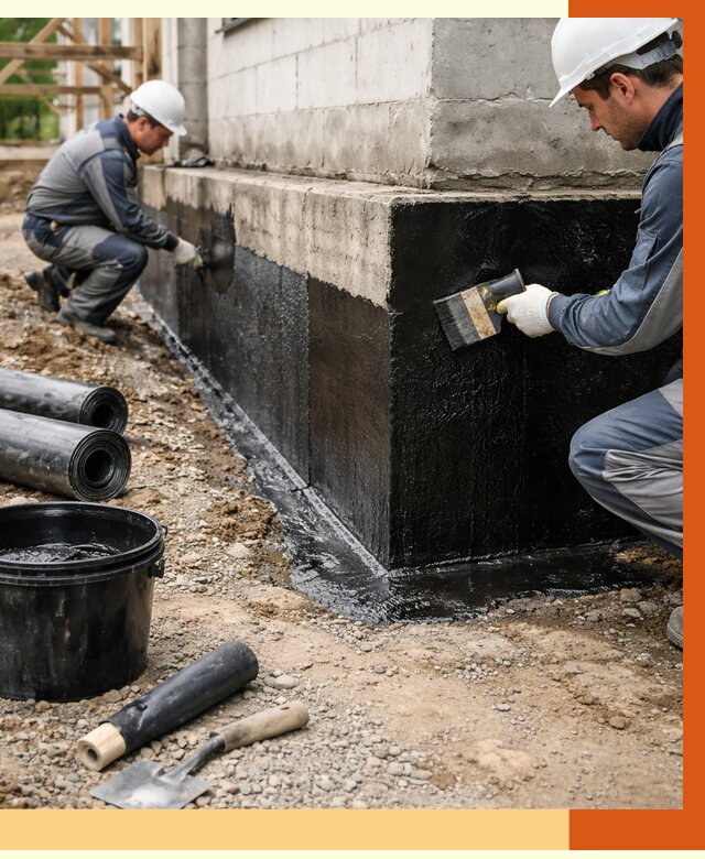 Гидроизоляция фундамента в Туймазах от 1274 руб. — профессионально, под ключ | ТепломастерТмз