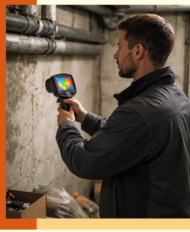 Тепловизионное обследование подвала в Туймазах для поиска утечек тепла