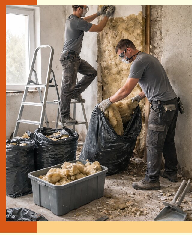 Демонтаж старого утеплителя и вывоз отходов в Туймазах